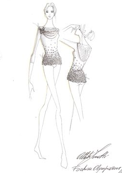 A sketch of Alberta Ferretti's take on a gymnastics A sketch of Alberta Ferretti's take on a gymnastics